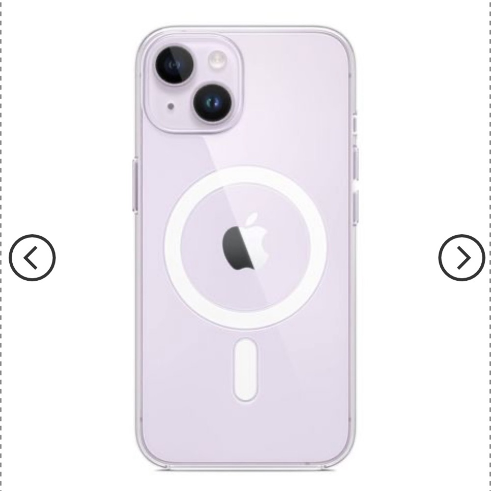 Apple iPhone 14 Clear Case with MagSafe** open box for photo purposes.